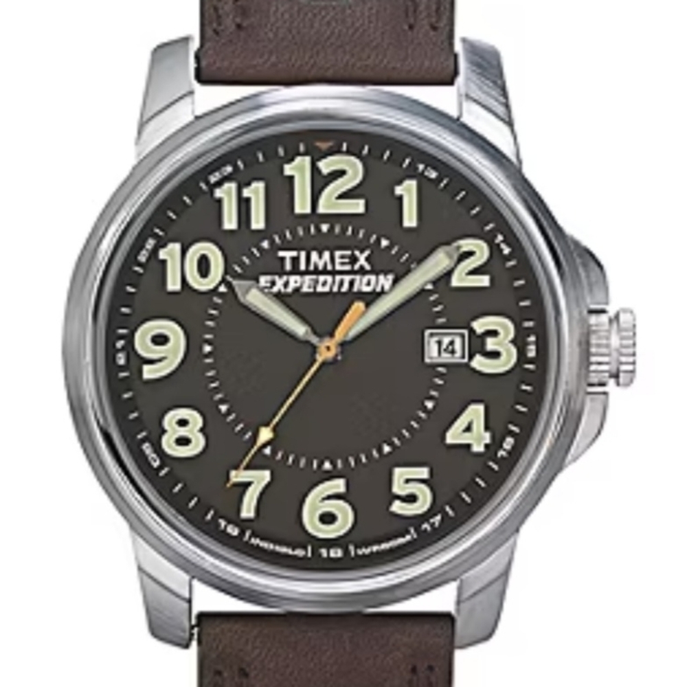 Timex® Expedition® Field Metal Mens Brown Leather Strap Watch, T449219J, NWT!!